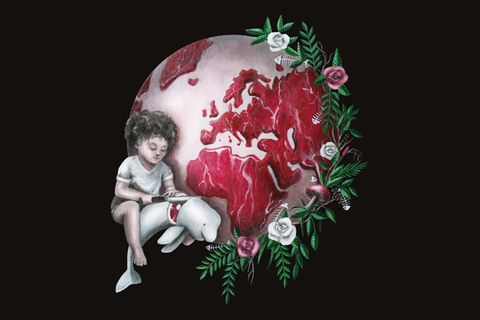 Der Verzehr tierischer Produkte habe den größten Einfluss auf den ökologischen Fußabdruck, so die Illustratorin: "Momentan essen wir die Welt kaputt".