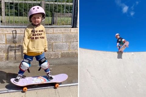 Dreijährige beeindruckt mit wahnsinnigen Skate-Skills