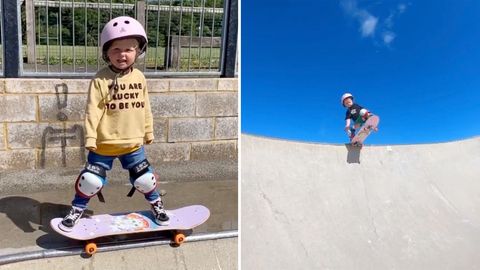 Dreijährige beeindruckt mit wahnsinnigen Skate-Skills