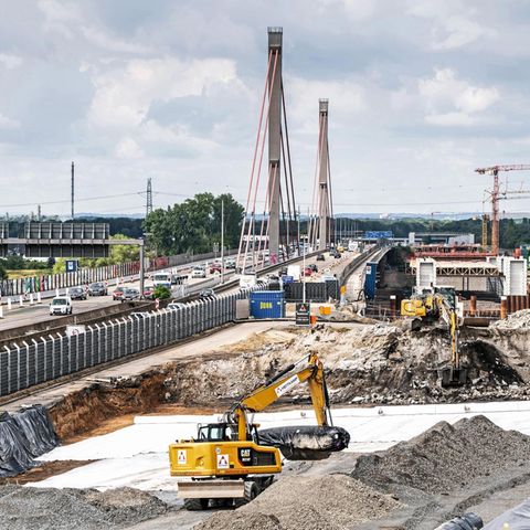 Baustelle der Leverkusener Autobahnbrücke