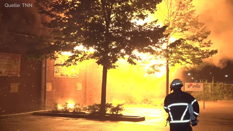 Hamburg: Lagerhalle für Tierbedarf brennt lichterloh