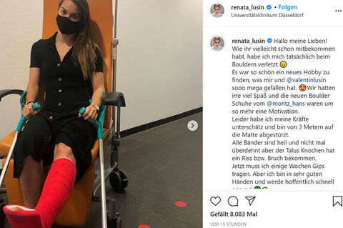 Tänzerin Renata Lusin hat sich bei einem Boulder-Unfall den Fuß gebrochen