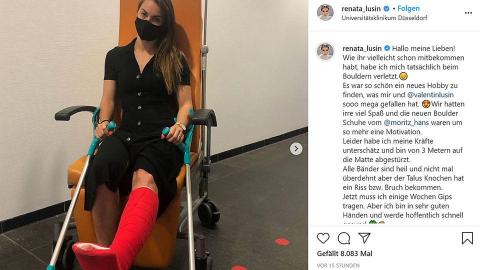 Tänzerin Renata Lusin hat sich bei einem Boulder-Unfall den Fuß gebrochen