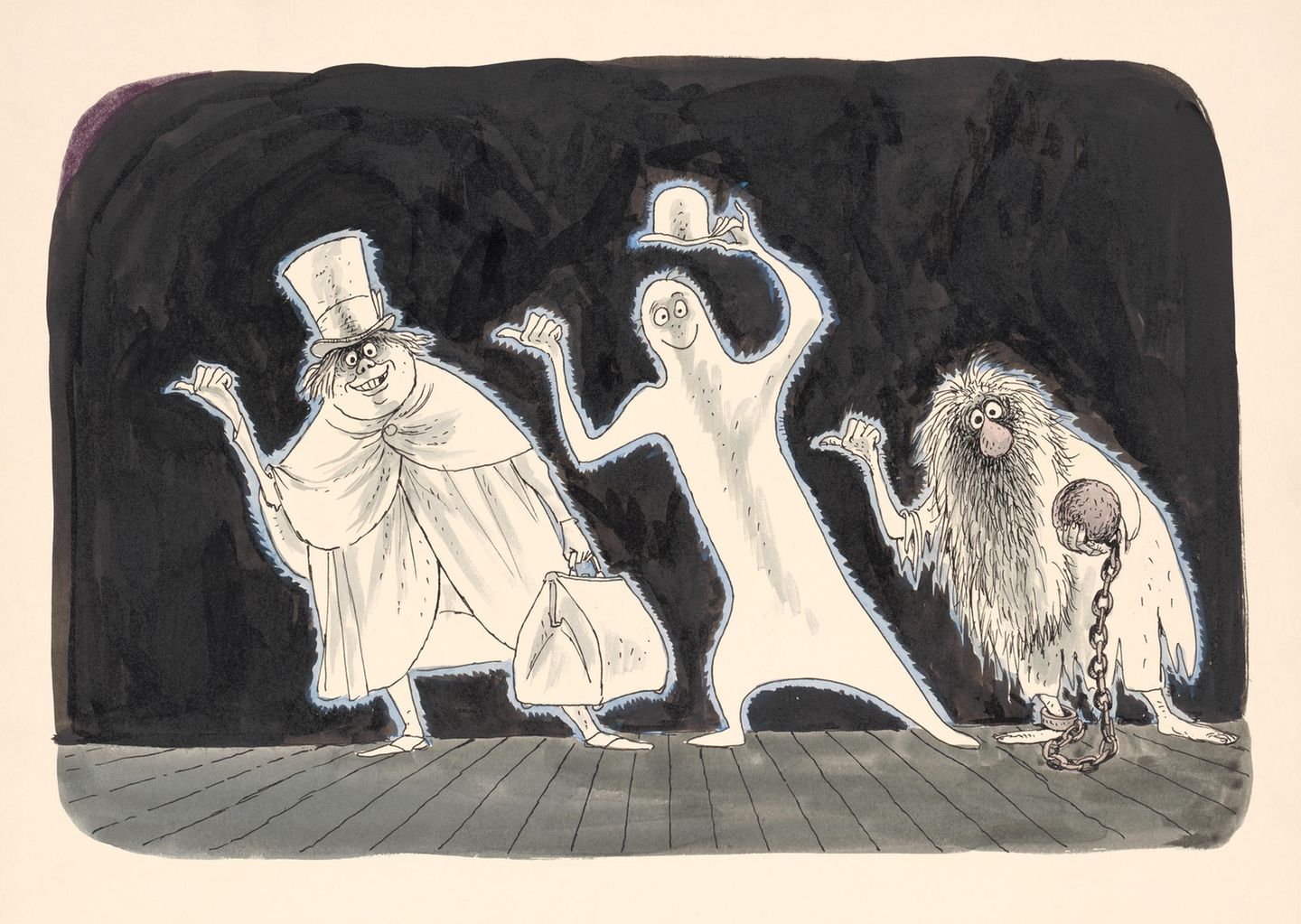 Illustration von drei trampenden Geistern