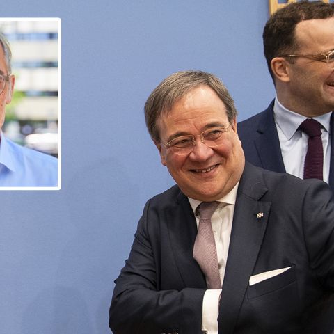 Armin Laschet  und Jens Spahn haben sich nicht gerade für die Nachfolge von Angela Merkel empfohlen, meint stern-Kolumnist Frank Schmiechen (l.o.)