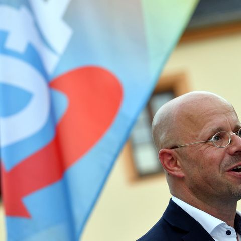 Der Brandenburger AfD-Politiker Andreas Kalbitz auf einer Kundgebung der Partei