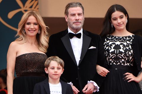 Kelly Preston und John Travolta mit ihren Kindern Ella Bleu und Benjamin 2018 beim Filmfest in Cannes