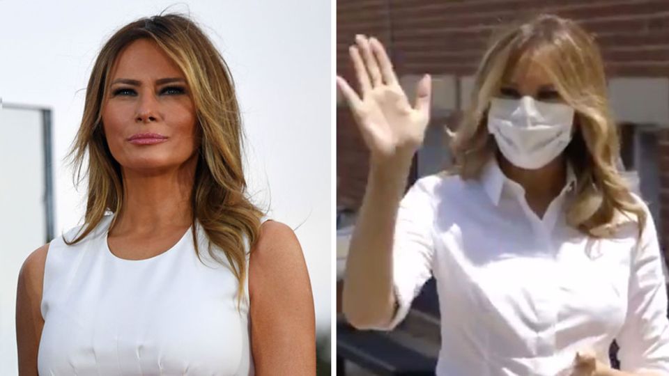 Melania Trump trägt öffentlich eine Maske Melania Trump trägt öffentlich eine Maske