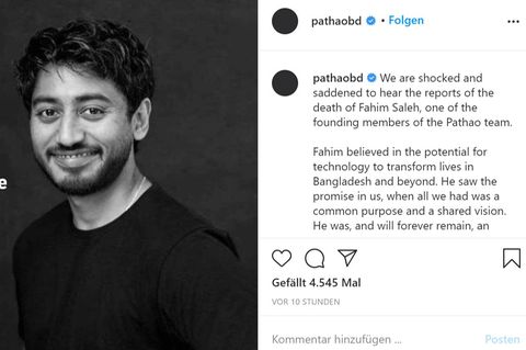Tech-Millionär Fahim Saleh in Trauerposting auf Instagram