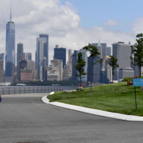 Der Blick auf New York City von der Governors Island aus