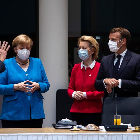 Mark Rutte, Angela Merkel, Ursula von der Leyen und Emmanuel Macron beim EU-Gipfel