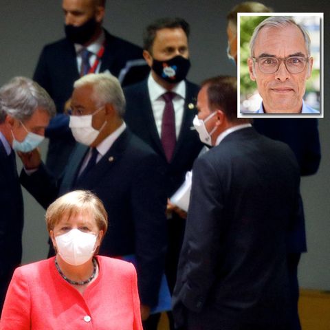 EU-Gipfel - jeder spricht mit jedem, Angela Merkel hell im Vordergrund