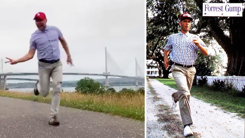 Engländer stellt Filmszene aus Forrest Gump nach