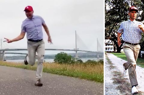 Engländer stellt Filmszene aus Forrest Gump nach