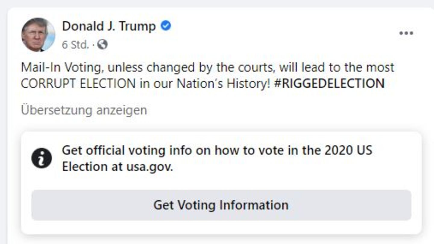 Facebook versieht Trump-Posting mit Verweis auf "offizielle Informationen"