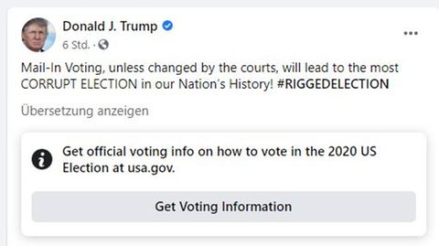 Facebook versieht Trump-Posting mit Verweis auf "offizielle Informationen"
