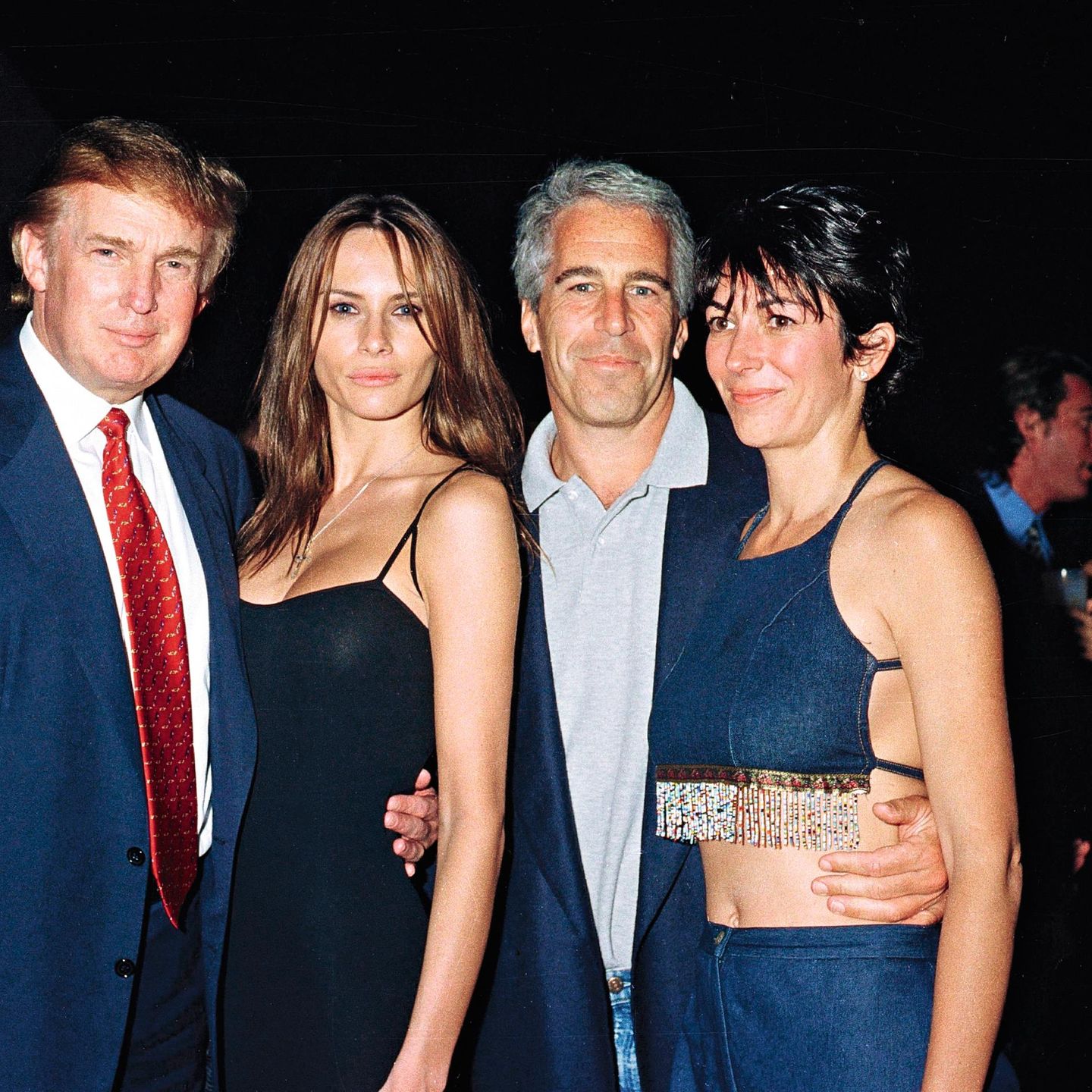 Donald Trump, Melania, Jeffrey Epstein und Ghislaine Maxwell (v.l.)