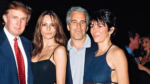 Donald Trump, Melania, Jeffrey Epstein und Ghislaine Maxwell (v.l.)