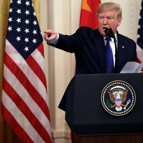 US-Präsident Trump und Chinas Vize-Premier He während einer Pressekonferenz