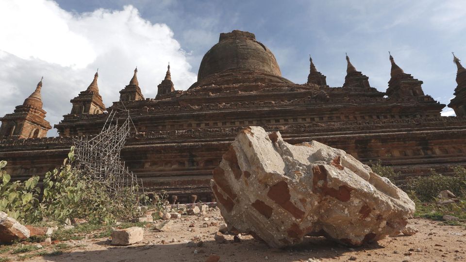 Unesco-Weltkulturerbe: Vor vier Jahren war die weltbekannte Tempelanlage Bagan in Myanmar bei einem heftigen Erdbeben stark beschädigt Vor vier Jahren war die weltbekannte Tempelanlage Bagan in Myanmar bei einem heftigen Erdbeben stark beschädigt