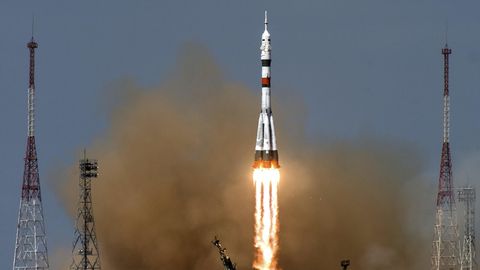 Baikonur, Kasachstan: Die russische Sojus-MS16-Rakete beim Start. 