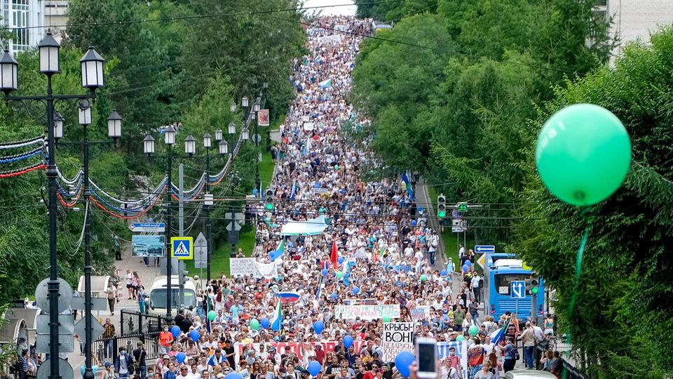 Russland: Bis zu 90.000 Menschen protestierten am vergangenen Samstag in Chabarowsk Russland: Bis zu 90.000 Menschen protestierten am vergangenen Samstag in Chabarowsk