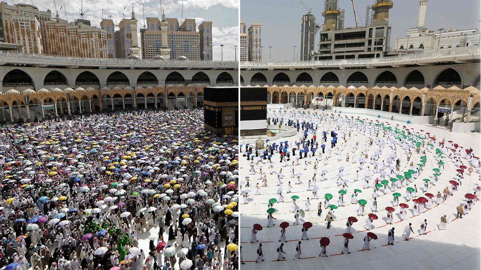 Mekka Vorher-Nachher: Wie Corona die weltberühmte Wallfahrt Hadsch verändert