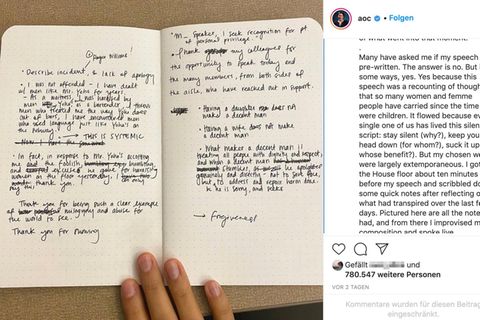 Notizen von Alexandria Ocasio-Cortez