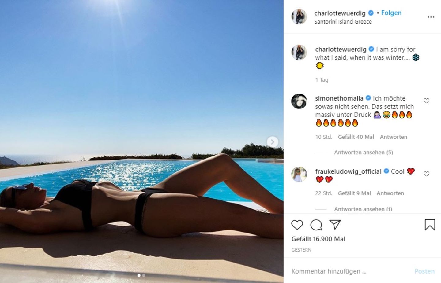 Charlotte Würdig brutzelt in der Sonne Griechenlands Charlotte Würdig brutzelt in der Sonne Griechenlands