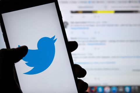 Das Logo des sozialen Mediums Twitter ist auf dem Display eines Smartphones zu sehen