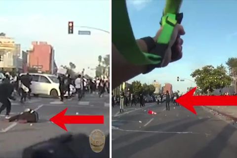 Polizei-Video aus den USA: Demonstrant mit erhobenen Händen wird von Projektil am Kopf getroffen