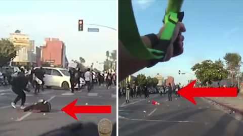 Polizei-Video aus den USA: Demonstrant mit erhobenen Händen wird von Projektil am Kopf getroffen