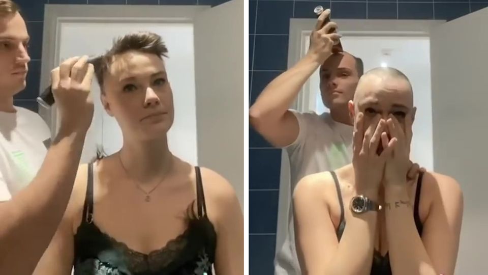 Mann rasiert kranker Freundin Glatze – dann setzt er selbst an Mann rasiert kranker Freundin Glatze – dann setzt er selbst an