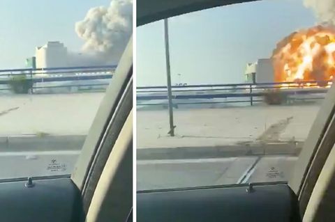 Videoaufnahme aus Auto von Explosion in Beirut
