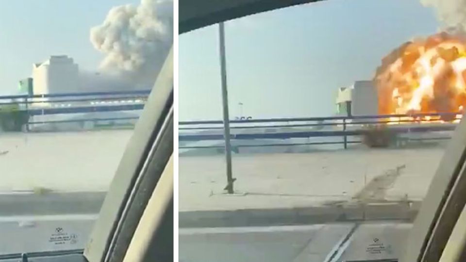 Videoaufnahme aus Auto von Explosion in Beirut