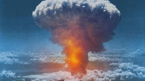 Abwurf der zweiten Atombombe über Japan in Nagasaki, 9. August 1945.