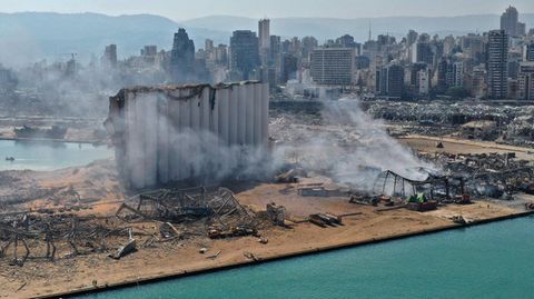 Die Getreidesilos im Hafen von Beirut oder das, was von ihnen übrig blieb