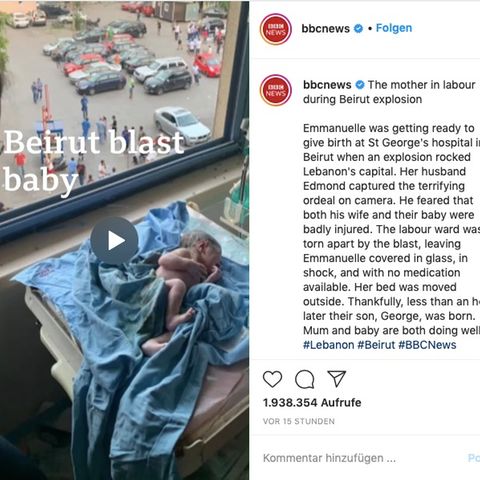 Instagram-Post der BBC zur Explosion in Beirut