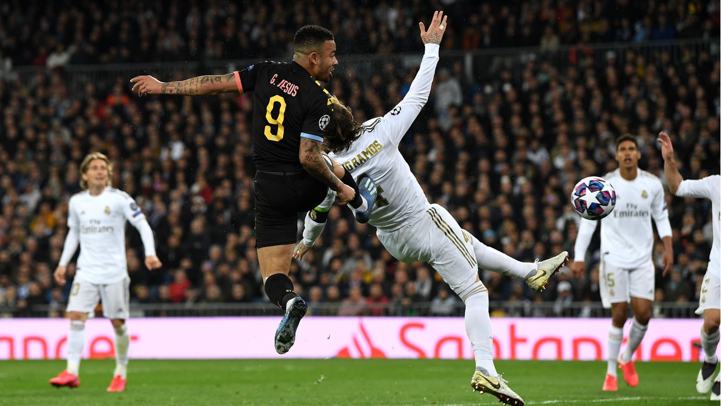 Real-Verteidiger und Kapitän Sergio Ramos sah beim Gegentor durch Gabriel Jesus von Manchester City im Hinspiel nicht gut aus