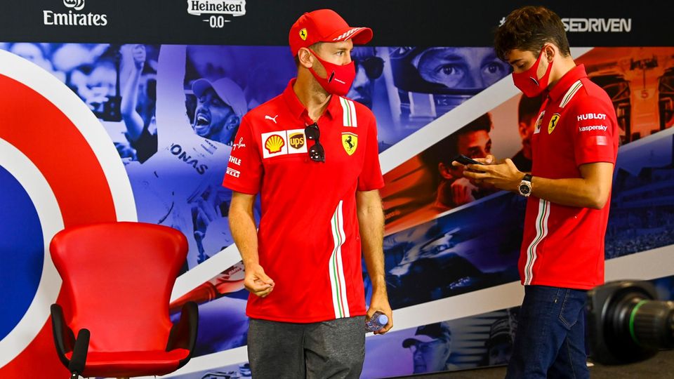 Sebastian Vettel und Teamkollege Charles Leclerc in Silverstone