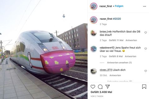 Lob auf Twitter: Graffiti-Künstler sprüht Maske auf ICE – und sogar die Deutsche Bahn ist begeistert