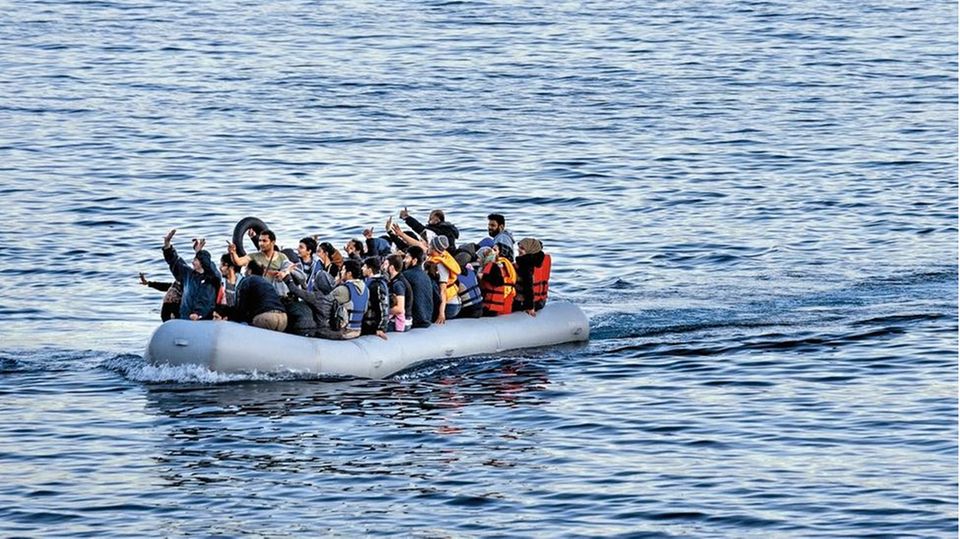 Flüchtlinge in einem Boot