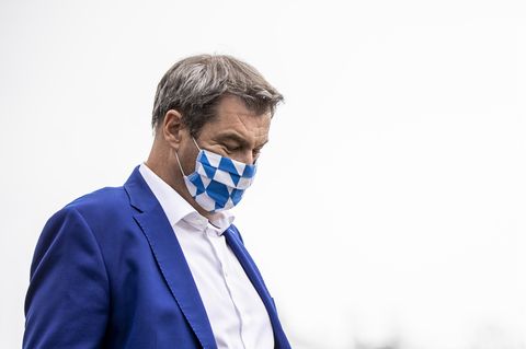 Bayerns Ministerpräsident Markus Söder (CSU) mit Maske