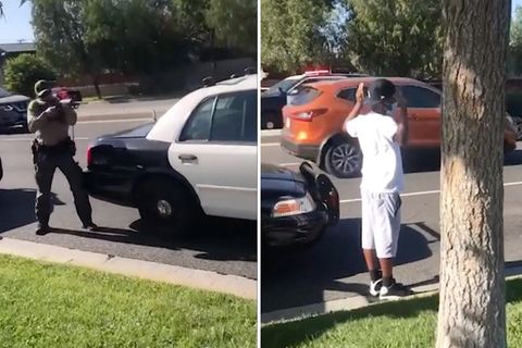 Santa Clarita Valley: Unfassbare Szenen: US-Polizist zielt mit Gewehr auf schwarze Teenager