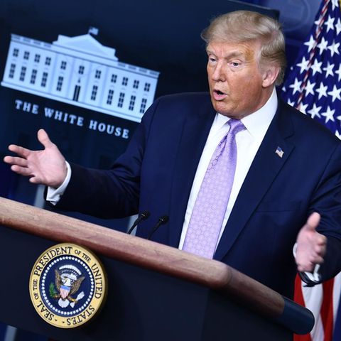 US-Präsident Donald Trump gibt im Brady-Briefing-Room des Weißen Hauses in Washington eine Pressekonferenz