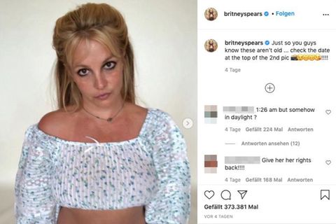 Instagram-Post: Spears weist darauf hin, dass es sich bei Post um aktuelles Foto von ihr handelt