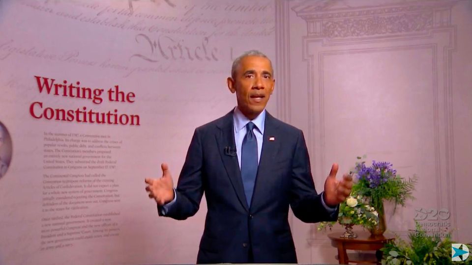 Ex-US-Präsident Barack Obama bei seiner Rede auf dem virtuellen Parteitag der US-Demokraten