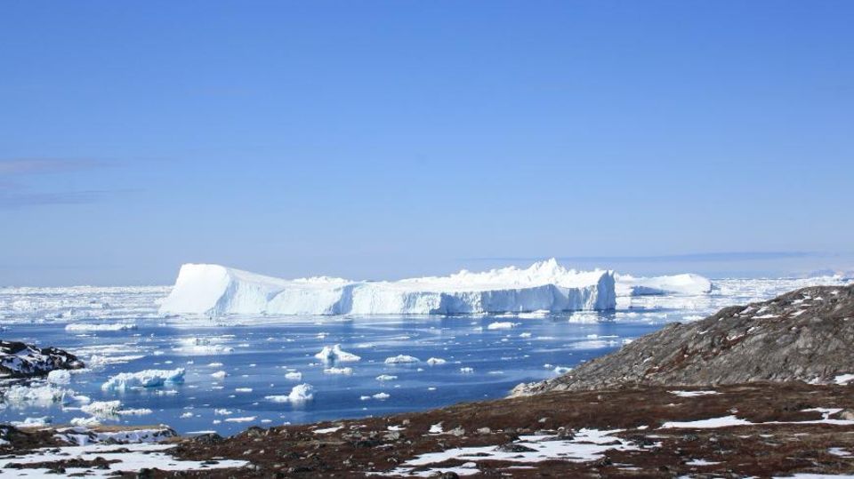 Der Jakobshavn Isbræ Gletscher im Westen von Grönland