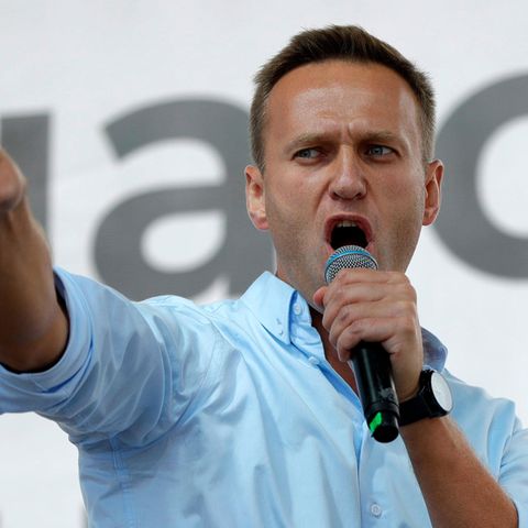 Alexej Nawalny, Oppositionsführer aus Russland, spricht bei einem Protest in Moskau