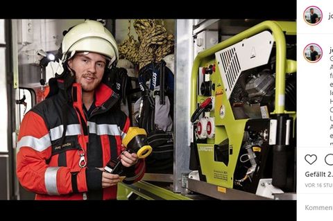 Joey Heindle macht in der Schweiz eine Grundausbildung zum Feuerwehrmann 